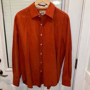Pusser's Island Reserve‎ Shirt Mens L Orange Silk Cotton Blend